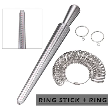 1 Set De Bijuterii Instrument De Măsură Inel De Metal Dimensionarea Stick Mandrină Cu Degetul Sizer Ecartament Moda Bijuterii Instrument De Măsurare Kit