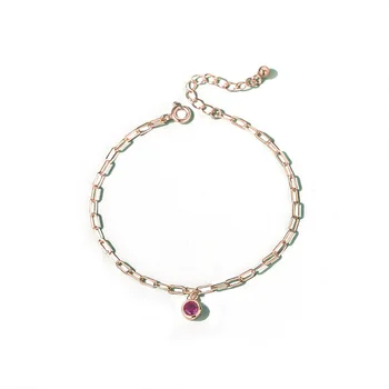 100% Sterling 925 Silver Pink Dot Farmecul Brățară pentru Femei Mâna de Link-ul Lanț Placat cu Aur Moda Bijuterii Fine