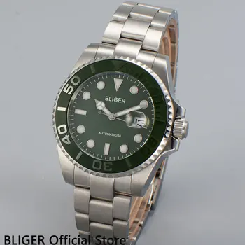 BLIGER 40MM Lux de Apelare Verde Bărbați Ceas Bezel Ceramica Relogio MIYOTA Automatic bărbați ceas Sapphire masculino reloj