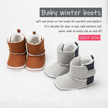 Copilul de Pluș Cald Cizme de Iarnă cu Blană Prima Pietoni Copii Fete Băieți Pantofi cu Talpă Moale Pufos de Zăpadă Papuceii pentru 0-18M Cizme