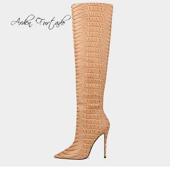 Arden Furtado Moda de Vara pentru Femei Pantofi Slip-on a Subliniat Toe nou Tocuri Tocuri culoare pură Sexy, Elegante, Cizme Genunchi Ridicat