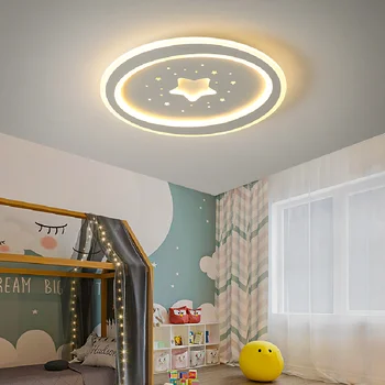 Nordic Rotund Moderne Lampă de Tavan Cameră pentru Copii, Cameră de Studiu Albă de Iluminat Creativ, Simplu, Cald, Romantic Stele CONDUSE de Plafon Lumina