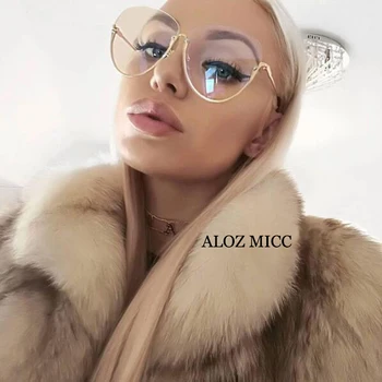 ALOZ MICC Femei de Moda Jumătate Cadru ochelari de Soare Retro Fierbinte Doamna Designer de Brand Cadru Metalic Supradimensionat Ochelari de soare UV400 Q49