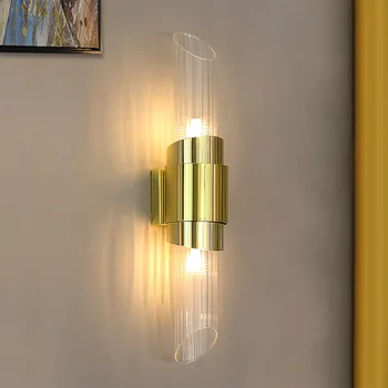 Living Modern Culoar Scări Oglinda de la Baie Decor de Perete de Lumină Tranșee Sticlă Metal Dormitor Noptieră LED Lampă de Perete