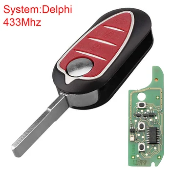 3 Butoane 433Mhz Delphi Sistem de Telecomanda Cheie Auto cu PCF7946 Chip se Potrivesc pentru Alfa Romeo si se Potrivesc pentru Giulietta 2010