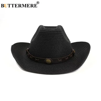 BUTTERMERE Pălărie de Cowboy Barbati Panama Pălărie de Plajă de Vară Pălărie Neagră Femei Casual Pălărie 2022 New Sosire Cowboy Capac