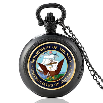 Statele Unite Departamentul Marinei Cabochon De Sticlă De Cuarț Ceas De Buzunar Vintage Femei Bărbați Pandantiv Colier Ceasuri Cadouri
