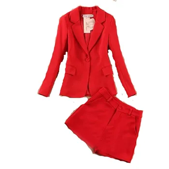 Două piese de costume pentru femei sacou, pantaloni scurți femei primăvara și vara noi mici sacou costum de moda casual, costum din două piese roșu