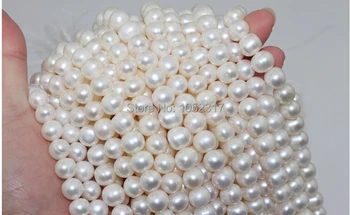 En-gros de Top Real pearl Șirag de mărgele Rotunde de 9-10mm Natural pearl evidenția Perla 40cm Fir Margele Vrac Femei Bijuterii DIY Cadou
