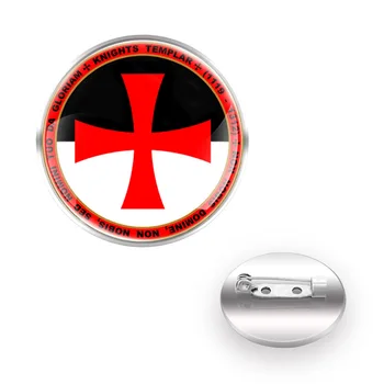 Moda Cavalerii Templieri Design Pentru Geanta Broșe Decor Pin Guler Sticla Convex Dom Femei Bărbați Accesorii Cool Cadou