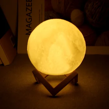 Luna Nightlamp Lumina de Noapte Led Baterie cu Stand Înstelat Lampa Decor Dormitor pentru Copii Cadou de Ziua Luna Birou Decor de Crăciun
