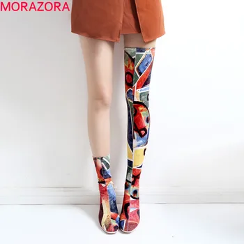 MORAZORA 2021 nou brand culori cizme femei tocuri inalte sexy Europene peste genunchi cizme toamna iarna femei coapsă cizme înalte