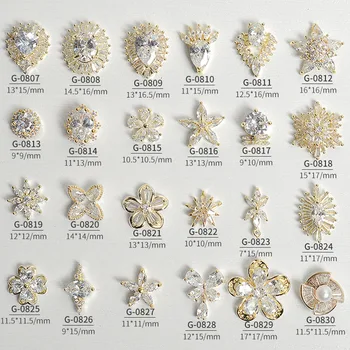 Japoneze Nou Stil De Arta Unghiilor Zircon Explozie De Flori Stil De Unghii Crystal Gems Pietre Adevărate Culoare De Aur Nail Deco Consumabile 2022