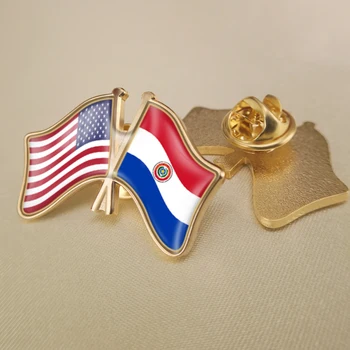 Statele unite ale americii și Paraguay Trecut Dublu Prietenie Steaguri insigne, Brosa Insigne