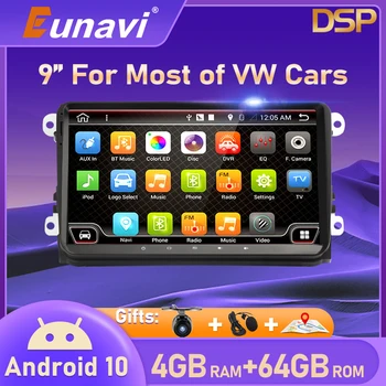 Eunavi 2 DIN Android Radio Auto Multimedia GPS Pentru VW Passat B6 CC Polo GOLF 5 6 Passat Jetta Tiguan Magotan Loc 2Din unitatea de Cap