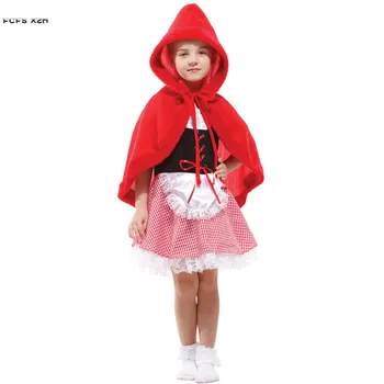 M-XL Basm Fete de Halloween Little Red Riding Hood Costume copii Copii Menajera Cosplay Carnaval de Purim Scena Show-rochie de petrecere