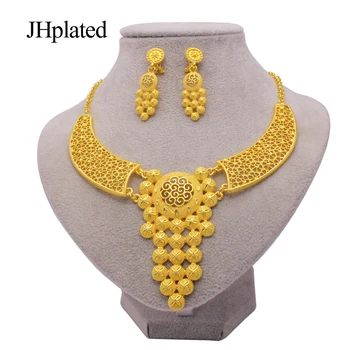 Dubai trendy placat cu Aur de Bijuterii din Africa de bijuterii de mireasa, cadouri de Nunta Ornament de bijuterii seturi de colier cercei set pentru femei