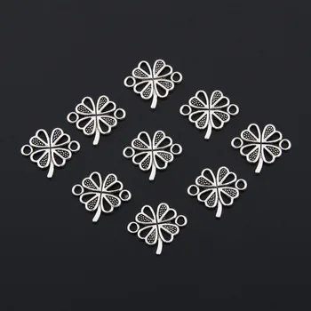 20buc Culoare Argintie Patru Frunze de Trifoi Farmecele Norocos Frunze Pandantiv Brățară Colliar Accesorii Bijuterii 17x15.5mm A3327