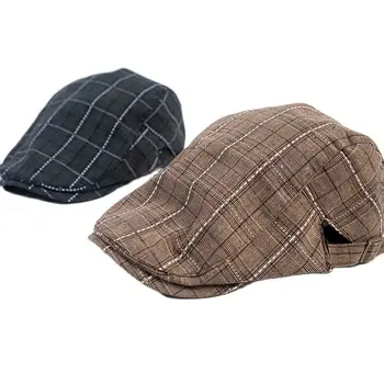 Toamna Barbati pălărie vânzător de ziare Berete Britanic Stil Occidental Lână Avansate Capac Plat Epocă Clasic cu Dungi Bereta