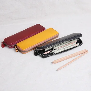 Lucrate manual din piele creion simplu caz, primul strat de piele de vacă pen personalitate creativ retro instrument mic sac sac de instrument