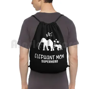 Soția Elefant Mama Super-Erou Elefant Cordon Rucsac Sac De Echitatie, Alpinism Geanta Elefant Mamele Zi Super-Erou Soția Mama
