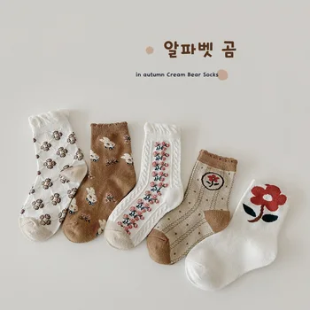 5Pairs/Mulți Copii Șosete 2023 Primăvara anului Nou Băiat coreean Șosete Florale de Desene animate Imprimate Fete Șosete 1-copil de 12 Copil Șosete