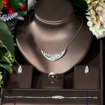 Moda Genial, Cristal Rotund De Mireasa Colier Și Cercei Set Dubai Nigeria Aur Alb Culoare Femeile Nunta Seturi De Bijuterii N-853