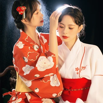 Japoneză Tradițională Kimono Pentru Femei Yukata Vintage Clasic Floral Print Halat De Rochii Obi Harajuku Fata Geisha Costum