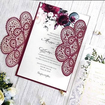 50pcs Dantelă de Nunta Invitatii cu Plicuri cu Laser Tăiat Gol Invită Card pentru Aniversarea de Nunta Petrecere