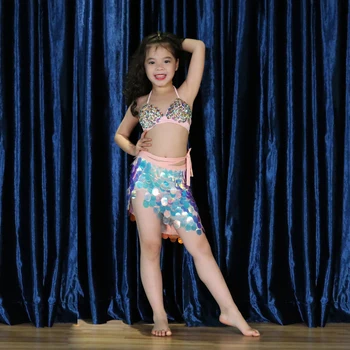 2019 Nou Concurs pentru Copii Belly Dancing Haine 2-bucata Costum Oriental Fete Belly Dance Costum Set Sutien & dans purta Fusta