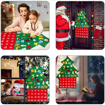 Creative Simțit Pom de Crăciun Calendar Copii Xmas Simțit Crăciun Pom de Crăciun DIY Oranments Noel Cadou Copii Naviidad Consumabile