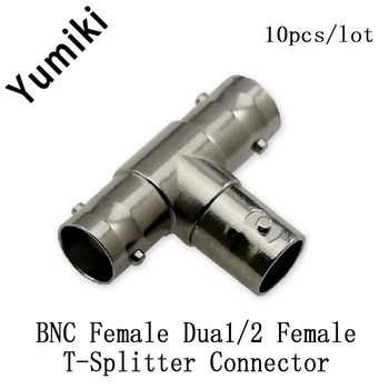 10buc/lot BNC Female La Dual/2 de sex Feminin T-Splitter Conectori Adaptor Pentru Camere CCTV