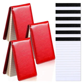 Mini Buzunar Notepad Set De 3.5X5.5In A7 Portabil de Afaceri Notepad Cu 50 De Pagini Interioare Și 6 Notepad Înlocuire,Rosu