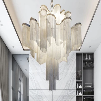 Scandinave candelabru Pod Aluminiu Lanț de Led-uri ciucure lampa Modern living Dormitor Cafe Culoar Decor mic candelabru