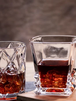 Îngroșat Cristal De Sticlă În Partea De Jos Whisky Pahare De Coniac Creative Formă Neregulată Bere Cupa Restaurant, Bar Drinkware
