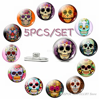 5PCS/SET Craniu de Zahăr Arta Bijuterii 16MM Cupolă de Sticlă Cabochon butonul de Bază de Bijuterii lucrate Manual Face Haine Accesorii decor
