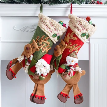 Moș Crăciun Cadou Decorativ Șosete Bomboane De Mare Sac De Elan Om De Zăpadă Decor Fereastră Pandantiv Stocare Bomboane Saci De Agățat
