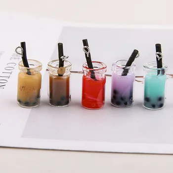 10buc/lot Unic de Design Sticla Farmece Rășină Ceai Lapte Perla Sticla Pandantive Cercei Farmece Pentru Moda Bijuterii Accesorii