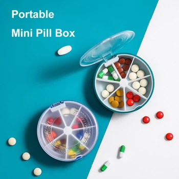 Mini Runda Impermeabil 7 Grila Cutie Portabil Cutie de Medicina Multicolor Sănătate Recipient Caz pentru a Călători în aer liber, Ușor de a Lua