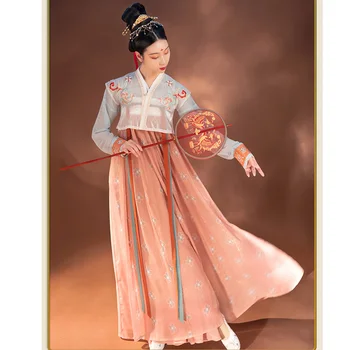 ChongHuiHanTang Chineză Rochii Hanfu Femei Dinastiei Tang Princess Rochie De Imprimare Florale De Dans Popular De Îmbrăcăminte De Epocă Festival Tinuta