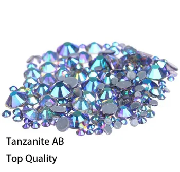 Decoratiuni de arta unghiilor Tanzanite AB AAA Sticlă de înaltă Calitate de Cristal SS6-SS8 Hotfix cu Strasuri Pentru îmbrăcăminte îmbrăcăminte Dotari