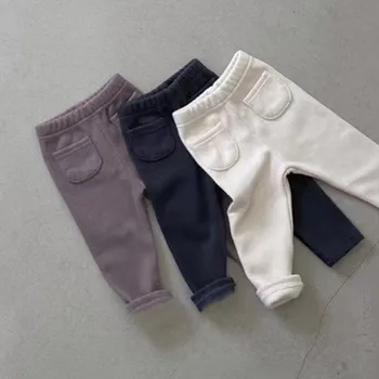 2022 Toamna Iarna Noi Fata De Copil, Plus Fleece Groapă Cu Dungi Jambiere Băiat Copil Solidă Pantaloni Casual Moda Pentru Copii Pantaloni De Bumbac