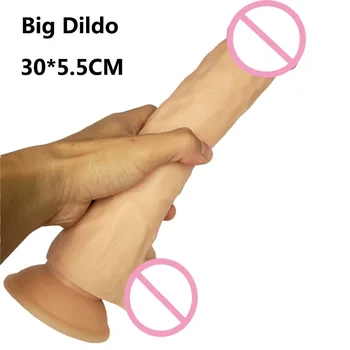 30*5.5 CM Realiste Mare dildo cu ventuza mare penis artificial penis moale mare scula de jucării sexuale pentru femei lesbiene se masturbeaza