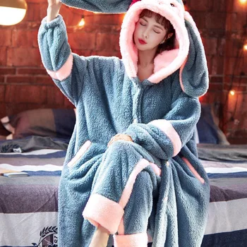 2021 Iarna Pijamale Flanel Set Pentru Femei Animal Gros Cald Drăguț Mâneci Lungi Pijamale Largi Pijamale Costum De Haine Homewear