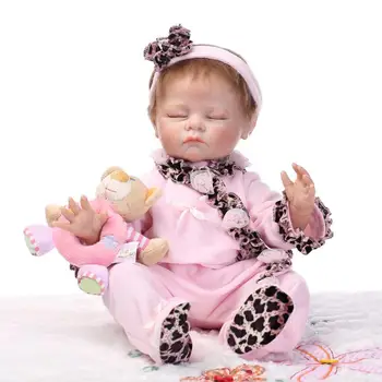 vinil moale papusa 52cm silicon baby doll renăscut corp moale cu ochii închiși real copii fete jucării pentru copii npkcollection transport gratuit