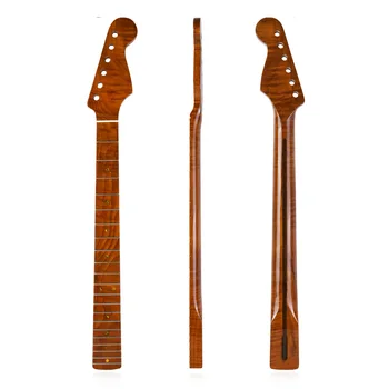 21Frets Gălbui Vopsea Lucioasă-O singură Bucată de Tigru Flame Maple Neck Inlay Abalone Puncte Pentru Chitara Electrica Instrument Muzical