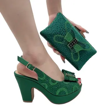 2022 mai Recente Culoare Verde African Pantofi Cu Saci Potrivite Pentru Nunta italiană Stil de Vara Femei Nunta, Pantofi și Geantă de mână Set