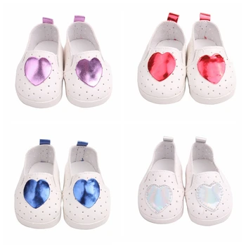 4 Culori 7cm 1Pair în Formă de Inimă Sclipici Papusa de Moda Pantofi pentru 18inch Fata Papusa si 43cm Baby Doll Pantofi Jucarii