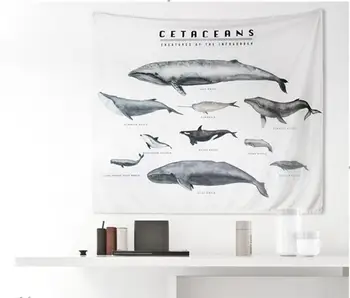 Ins Nordic pânză agățat Cetacee din Infraorder Ocean Balena Mare Pixel de Artă Decorative, Tapiserii de Perete Decor Cadou