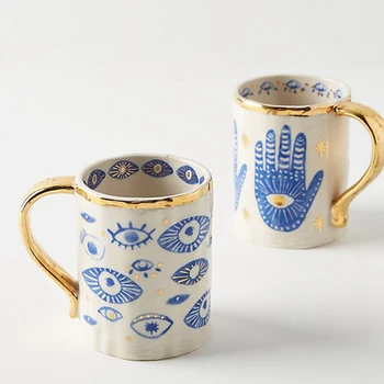 Personalizate Ceramice Ochi-Mana Cupe Nordic Bucătărie Drinkware Cadou Unic Pentru Ziua De Nunta Handmade, Cafea, Ceai, Lapte, Apa Cana